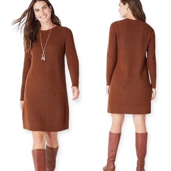 J.Jill Rust Ribbed Knit Long Sleeve Sweater Tunic Dress 2X Plus - Picture 1 of 14